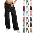 thumbnail image 1 of Plus Size Cargo Pants for Women High Waisted Casual Pants Wide Leg Streetwear Pants Jogger Solid Pants Hippie Punk Trousers Loose Long Pants with Pockets on Clearance, 1 of 6