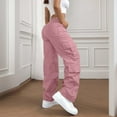 thumbnail image 1 of Plus Size Cargo Pants for Women, High Waisted Elastic Waist Hiking Pants, Baggy Stretchy Wide Leg Streetwear Trousers for Outdoor, Work and Daily Wear Pink XL, 1 of 7
