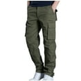 thumbnail image 1 of Plus Size Cargo Pants for Man Casual Zipper Outdoor Work Pants Loose Straight Leg Trousers with Multi Pockets (Army Green,M), 1 of 1