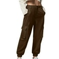 thumbnail image 1 of Plus Size Cargo Pants for Women 2025 Fall Winter Loose Elastic High Waisted Outdoor Casual Sweatpants with Pockets, 1 of 6