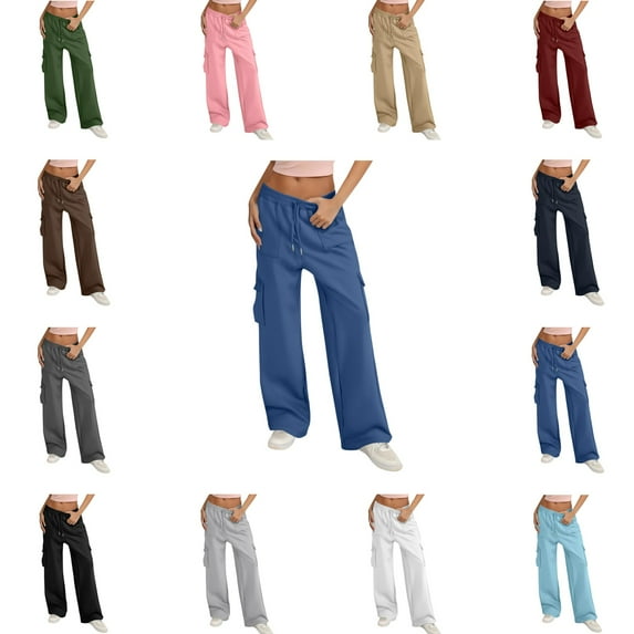 Plus Size Cargo Pants for Women Ladies Pants Trousers Streetwear Jogger Pocket Loose Overalls Long Pants Clearance Clothes