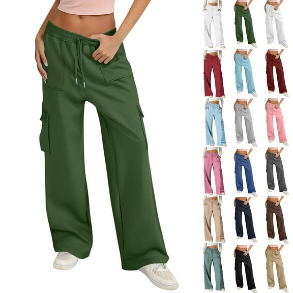 Plus Size Cargo Pants for Women High Waisted Jogger Pants Streetwear Loose Fit Trousers with Pockets