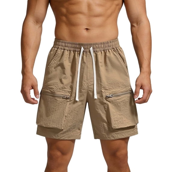 Plus Size Cargo Shorts for Men 2026 Summer Lightweight Quick Dry Shorts with Pockets Straight Leg Hiking Shorts Sportwear,Khaki,XXL