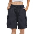 thumbnail image 1 of Plus Size Cargo Shorts for Women Multi Pockets Drawstring High Waist Quick Dry Loose Summer Sweatshorts (2XL, Black), 1 of 8