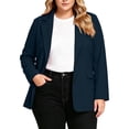 thumbnail image 1 of Plus Size Casual Blazers for Curvy Women Button Front Long Sleeve Work office Blazer Jacket Pockets Navy XXXXXL(XXXXXL), 1 of 9