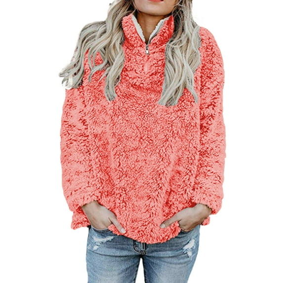 Plus Size Casual Oversized Hoodie Women Solid Plain Zip Up Loose Winter Fleece Sweatshirt Hoody Ladies Long Sleeve Pullover