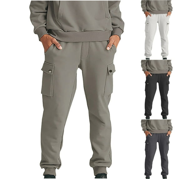 Plus Size Casual Pants for Mens Elastic Waist Fashion Drawstring Elastic Waist Solid Color Casual Sweat Length Pants 50% off Clearance!