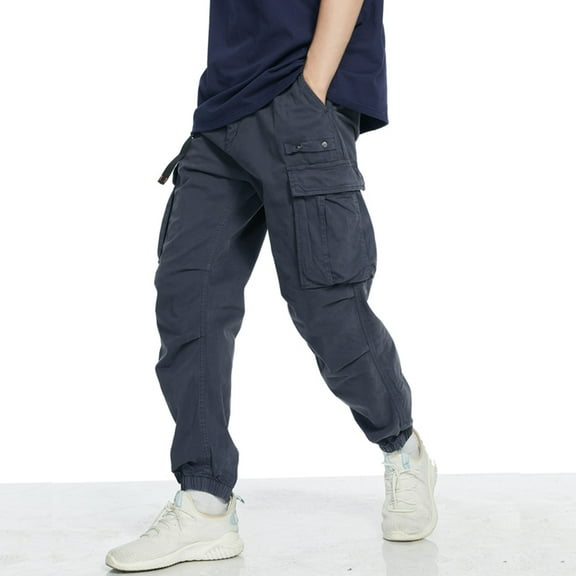 Plus Size Casual Pants for Mens Fashion Side Pockets Small Feet Tight Fitting Pants Full Length Pants Up to 65% off!