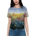 thumbnail image 1 of Plus-Size Casual Printed Round Neck Short Sleeve Women's Slight Stretch T-Shirt, 1 of 7