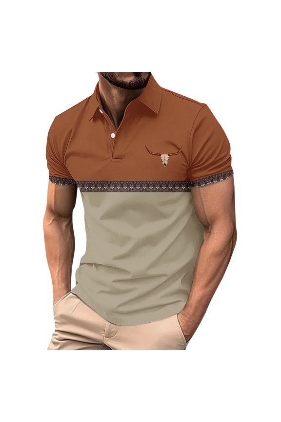 Plus Size Casual Shirts for Mens Fashion Summer Pullover Button Printing Lapel Short Sleeve Turndown Collar Blouse Shirt