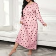 thumbnail image 1 of Plus Size Casual Sleep Dress Women's Plus Heart Print Long Sleeve Round Neck Medium Stretch Loose Nightdress, Maternity Nursing Nightgowns with Side Openings, 1 of 5