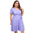 thumbnail image 1 of Plus Size Casual Summer Dress for Women  Wrap V Neck Ruffle Sleeve Smock  Mini Dress, 1 of 9