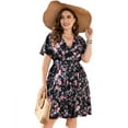 thumbnail image 1 of Plus Size Casual Summer Dress for Women  Wrap V Neck Ruffle Sleeve Smock  Mini Dress, 1 of 9