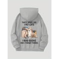 thumbnail image 1 of Plus Size Cat Print Kangaroo Pocket Hoodie, Casual Long Sleeve Drawstring Hoodies Sweatshirt For Spring & Fall, Women's Plus Size Clothing, 1 of 6