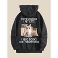 thumbnail image 1 of Plus Size Cat Print Kangaroo Pocket Hoodie, Casual Long Sleeve Drawstring Hoodies Sweatshirt For Spring & Fall, Women's Plus Size Clothing, 1 of 6
