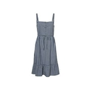 Plus Size Chambray Curve Strap Dress Medium Blue Denim Stripe 20