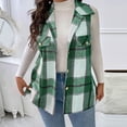 thumbnail image 1 of Plus Size Checkered Vests for Women Sleeveless Shacket Vintage Plaid Jacket Lightweight Cardigans with Collar, 1 of 6