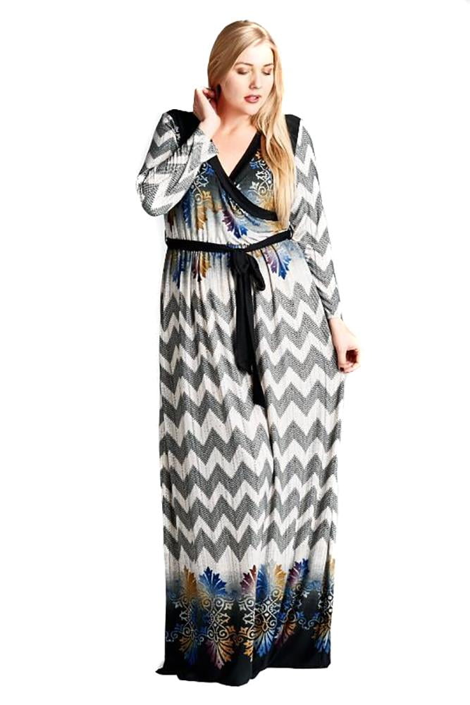 chinese dress ladies Chevron and Floral Mauve and Black Maxi Dress – Just Wear the Dress Boutique main image 0