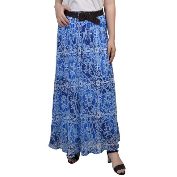 Plus Size Chiffon Maxi Skirt Blue Medal Flake PM
