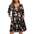 thumbnail image 1 of VEPKUL V Neck Plus Size Dresses 3/4 Sleeve Casual Loose Swing Fall Dress with Pockets Flower40_5X, 1 of 9
