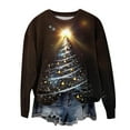 thumbnail image 1 of Plus Size Christmas Outfits Womens Xmas Tree Printed Sweatshirt Crewneck Long Sleeve Loose Tops Festive Clothes (5XL, Brown), 1 of 4