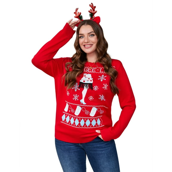 Plus Size Christmas Shirts Women Crew Neck Pullover Sweaters Xmas Long Sleeve Tops