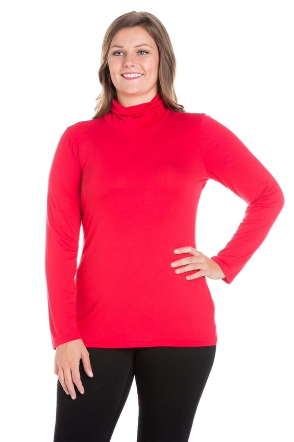 Plus Size Classic Long Sleeve Turtleneck Top