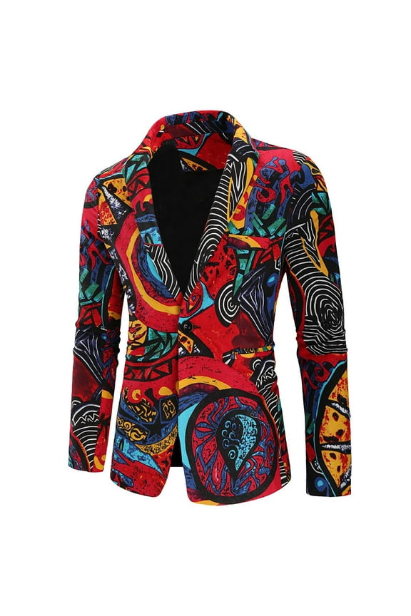 Plus Size Clearance Mens Suit Jacket 50 Short Fayshow0 Men's And Winter Fashion Personality Printing Casual Suit Jacket Red