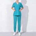 thumbnail image 1 of Plus Size Scrub Suit Set For Women Modern V-Neck & Tapered Leg Jogger Pants Nursing Uniforms Set, 1 of 1