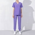 thumbnail image 1 of Plus Size Scrub Suit Set For Women Modern V-Neck & Tapered Leg Jogger Pants Nursing Uniforms Set, 1 of 1