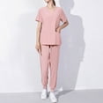 thumbnail image 1 of Plus Size Scrub Suit Set For Women Modern V-Neck & Tapered Leg Jogger Pants Nursing Uniforms Set, 1 of 2