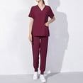 thumbnail image 1 of Plus Size Scrub Suit Set For Women Modern V-Neck & Tapered Leg Jogger Pants Nursing Uniforms Set, 1 of 2