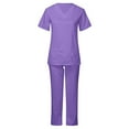 thumbnail image 1 of Plus Size Scrub Suit Set For Women Modern V-Neck & Tapered Leg Jogger Pants Nursing Uniforms Set, 1 of 1