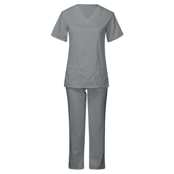 Plus Size Scrub Suit Set For Women Modern V-Neck & Tapered Leg Jogger Pants Nursing Uniforms Set