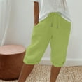 thumbnail image 1 of Plus Size Short for Women High Waist Summer Cotton and Linen Solid Color Pockets Elastic Waist Shorts Pants, 1 of 7
