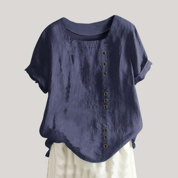 Plus Size Tops Short Sleeve Flower Printing Loose Summer Casual T Shirts