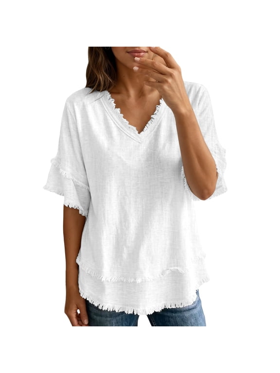 Plus Size Clothes Summer Tops for Women Fashion Clothing Oversized Tshirts Shirts Blouses White XXL