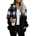 thumbnail image 1 of Plus Size Coat Jackets for Women 2023 Fall Winter Sherpa Fleece Jacket Full Zip Long Sleeve Casual Fuzzy Hooded Coats Outwear Sherpa Lined Jacket Women, 1 of 4