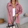 thumbnail image 1 of Plus Size Coat Long Sleeve Buttoned Lapel Closure Jacket Solid Women's Plus Size Sweater Coats (Pink XXL), 1 of 6