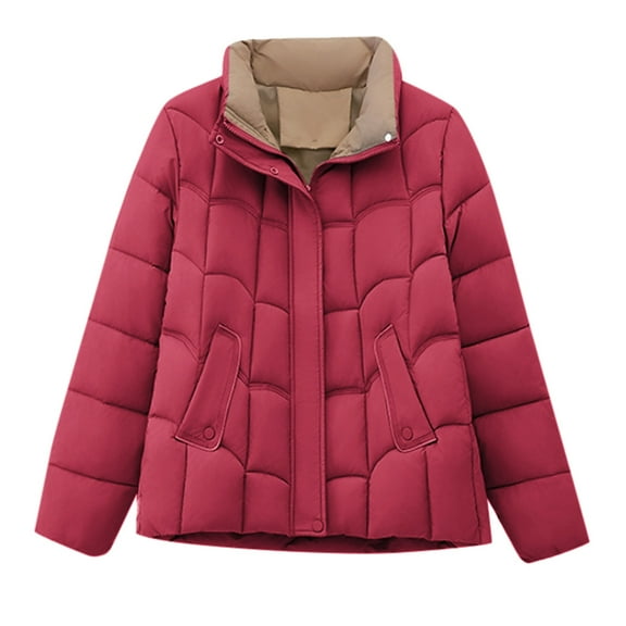 Plus Size Coat Women Autumn Winter Short Stand Collar Warm Bread Jacket Outerwear Casual Thickened Padded Coats