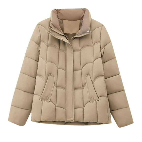 Plus Size Coat Women Autumn Winter Short Stand Collar Warm Bread Jacket Outerwear Casual Thickened Padded Coats