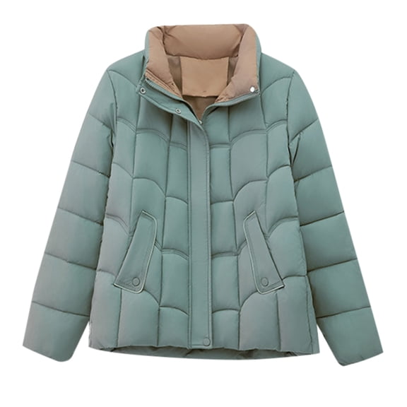 Plus Size Coat Women Autumn Winter Short Stand Collar Warm Bread Jacket Outerwear Casual Thickened Padded Coats