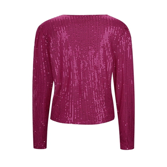 Plus Size Coat Women Round Neck Long Sleeve Solid Color Cardigan Casual Versatile Sequin Jacket Stylish Comfortable Outerwear