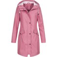 thumbnail image 1 of Plus Size Coat for Women Waterproof Rain Jackets Full Zip Up Hooded Windbreaker Casual Long Trench Coats with Pockets, 1 of 2