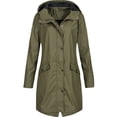 thumbnail image 1 of Plus Size Coat for Women Waterproof Rain Jackets Full Zip Up Hooded Windbreaker Casual Long Trench Coats with Pockets, 1 of 3