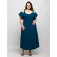 thumbnail image 1 of Plus Size Cold Shoulder Ruffle Sleeve Maxi Dress, 1 of 8