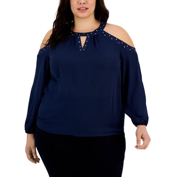 Plus Size Cold-Shoulder Top Indigo Sea 0X