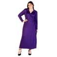 thumbnail image 1 of Plus Size Collared Long Sleeve Wrap Maxi Dress, 1 of 8