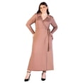 thumbnail image 1 of Plus Size Collared Long Sleeve Wrap Maxi Dress, 1 of 8