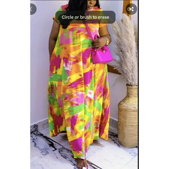 Plus Size Color Block Dress - 5XL